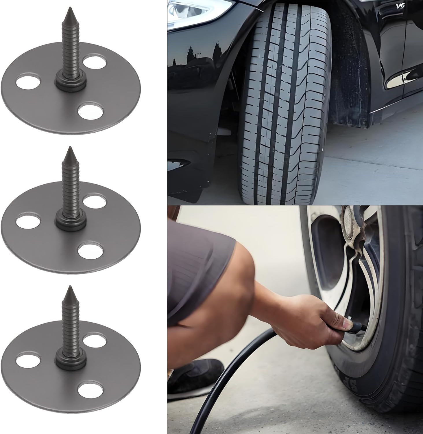 Ecsing 50PCS Tire Puncture Nails Spikes Anti-Theft Security Car Vehicle Auto Puncture Nail Diameter 25Mm Nail Length 15Mm for Cars Trucks Dark Gray image number 1