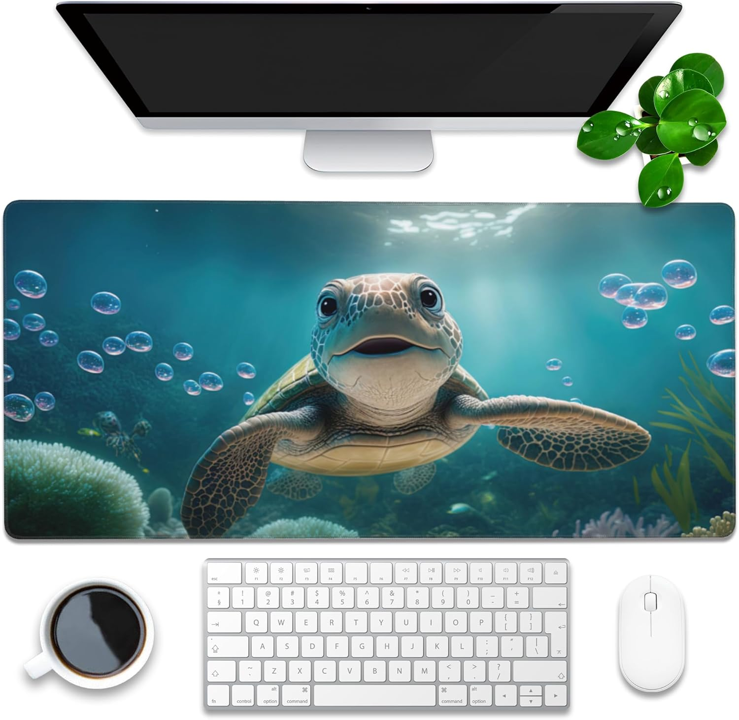 Desk Pad, Anime Cute Black Cat Extended Gaming Mouse Pad Large, 31.5"X11.8" Big Mouse Pad with Non-Slip Base and Stitched Edge, Long Computer Keyboard Mouse Mat for Home Office Work