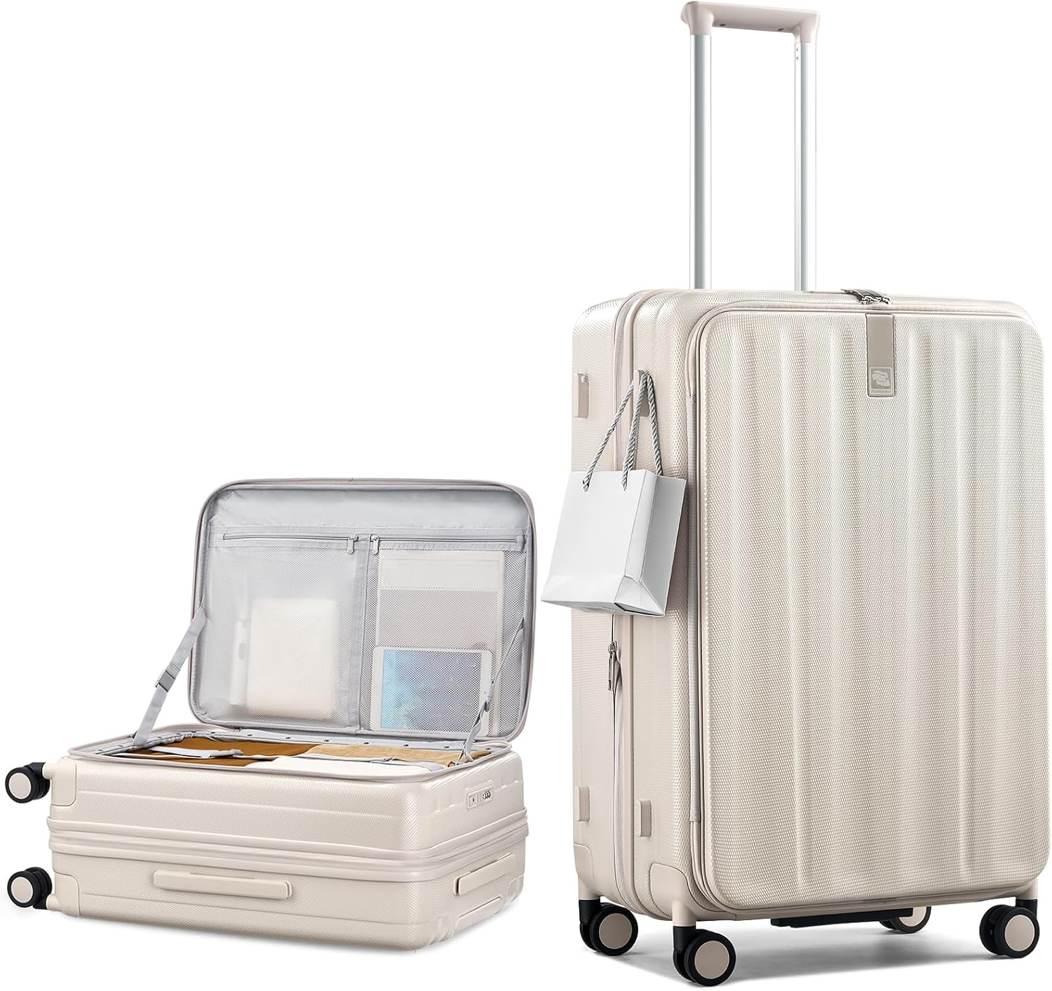 Hanke 26 Inch Expandable Luggage Top Opening Checked Bag Luggage Hard Shell Suitcases with Wheels Lightweight Travel Luggage Heavy Duty Luggage Suitcase with Lock for Woman Men-Grey