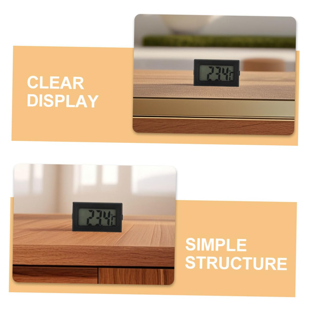 Totority 6Pcs Digital Thermometer for Temperature Car Greenhouse Home Office Bathroom Garage Space-Saving Embedded Display