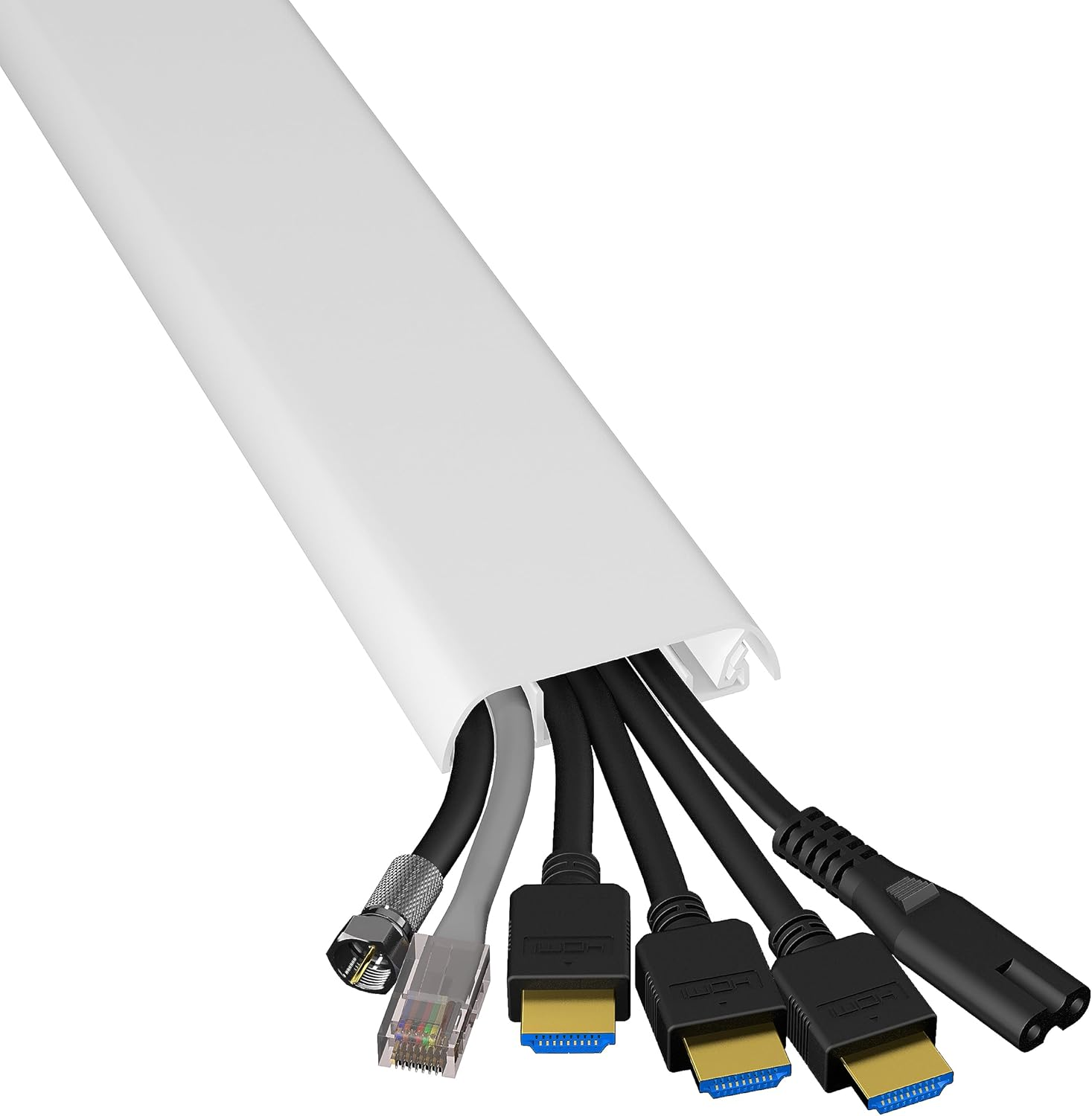 D-Line Cable Trunking, Wire Cover for Wall, TV Cable Tidy, Paintable, Self-Adhesive, Hinged One-Piece Design - 2X 60Mm (W) X 15Mm (H) X 40Cm Lengths (80Cm Total) - White image number 5