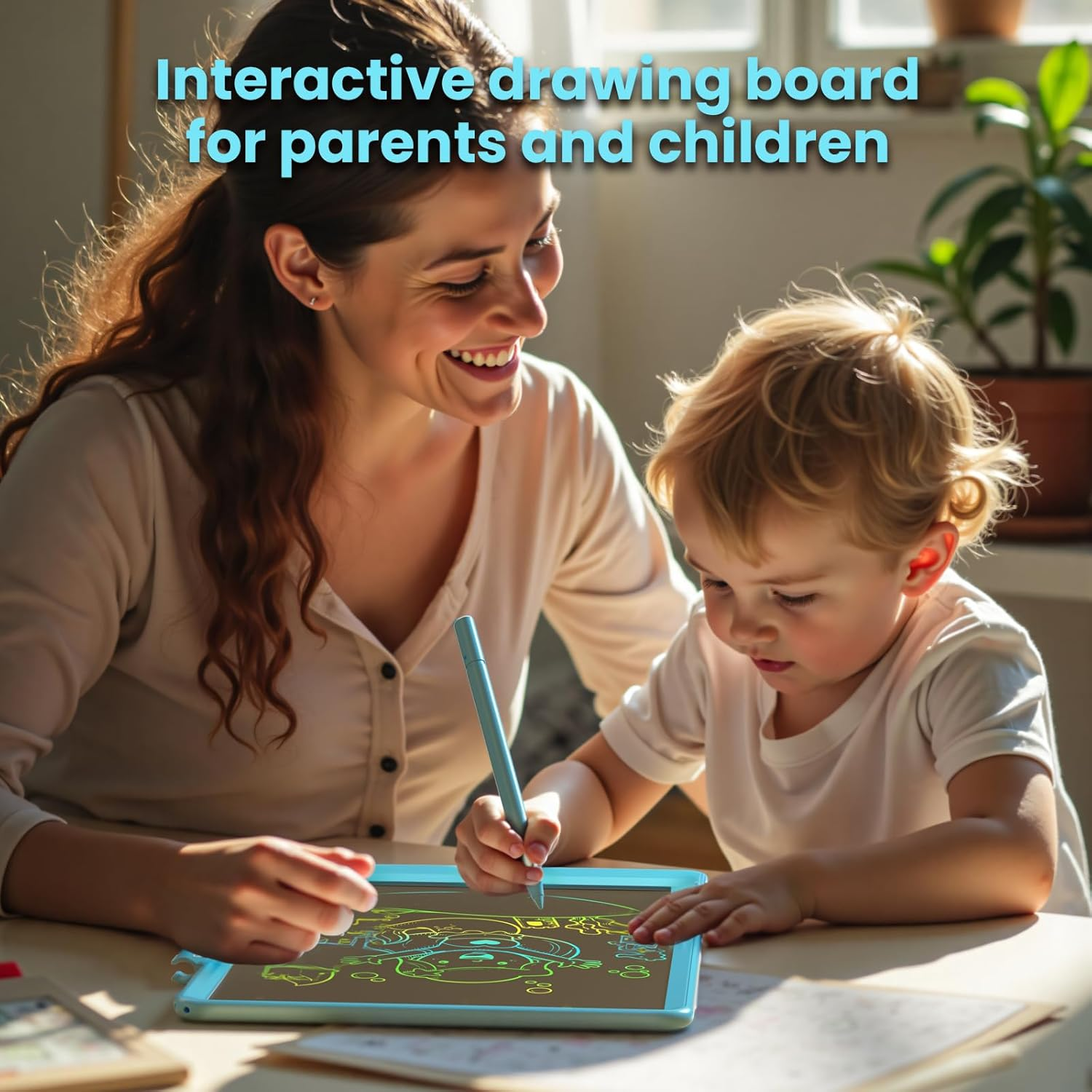 Writing Tablet for Kids (Age 3-8), 10-Inch LCD Colorful Doodle Boards, Perfect for Christmas & Birthday Gifts, Learning Toys & Travel Essentials for Boys and Girls (Blue&Pink) image number 2