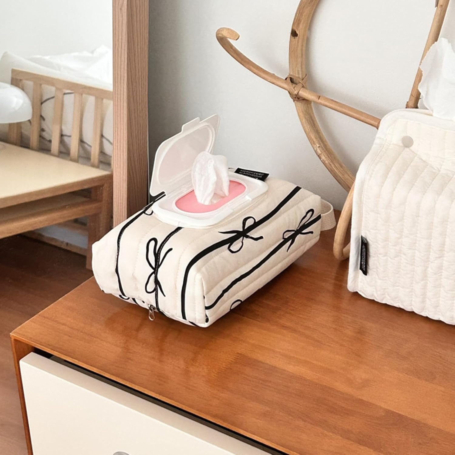 Refillable Wipe Containers - Wipe Dispenser Storage Bag, Bow Stripe Baby Wipe Case, Cotton Bag Wipe Container, Baby Wipe Organizer, Wet Wipe Case, Baby Wipe Case, Perfect for Parents , Baby image number 2