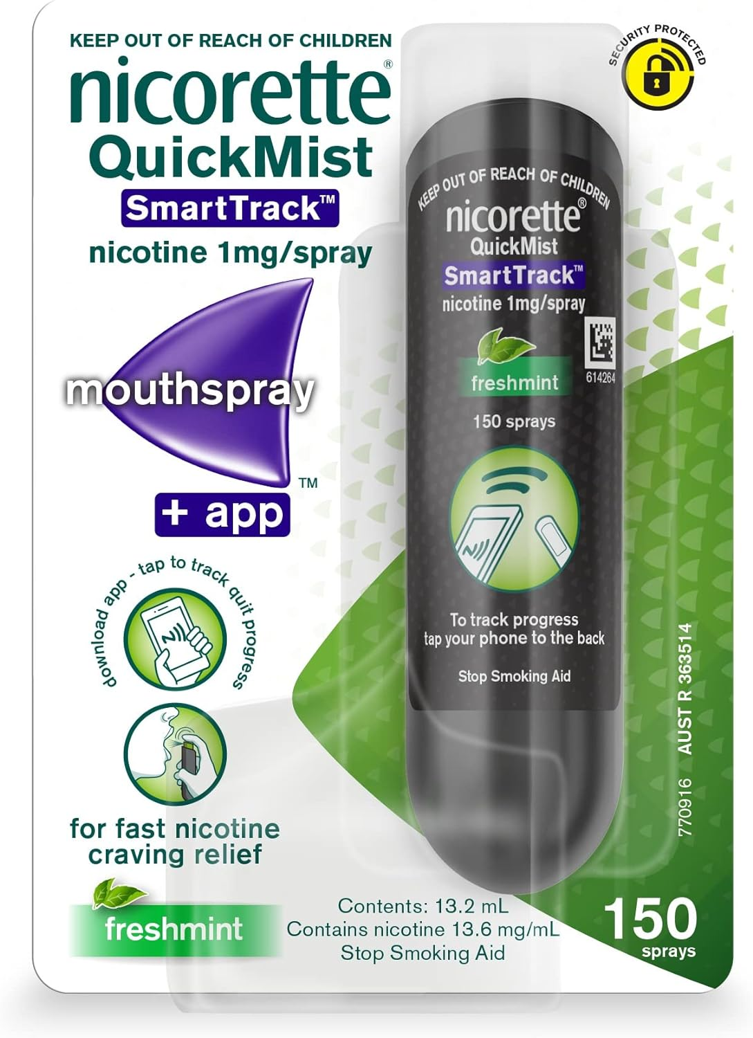 Nicorette Quit Smoking Quickmist Smarttrack Nicotine Mouth Spray Freshmint 150 Pack image number 2