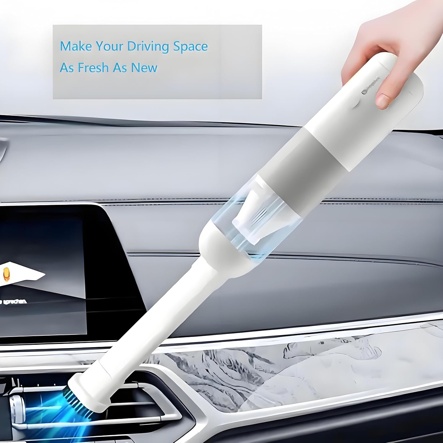 Car Vacuum Cleaner, Keyboard Cleaner,Cordless Handheld Vacuum, 3300Pa Suction Power, 120W Input, 1500Mah Rechargeable Battery, Portable Mini Vacuum for Car and Home, Available in White-Grey. image number 5