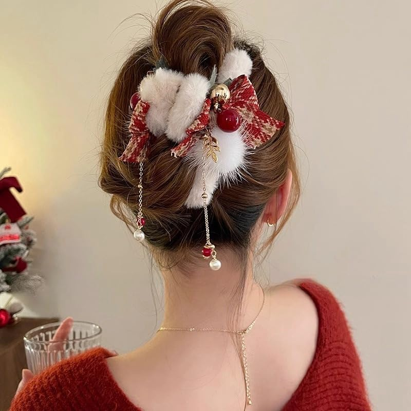 Christmas Hair Clips-1Pcs Acrylic Square Large Claw Clips for Hair Styling Christmas Hair Accessories Santa Claus Snowman Elk Design Holiday Claw Clips Nonslip Clamp Clips for Thin Hair Decorations