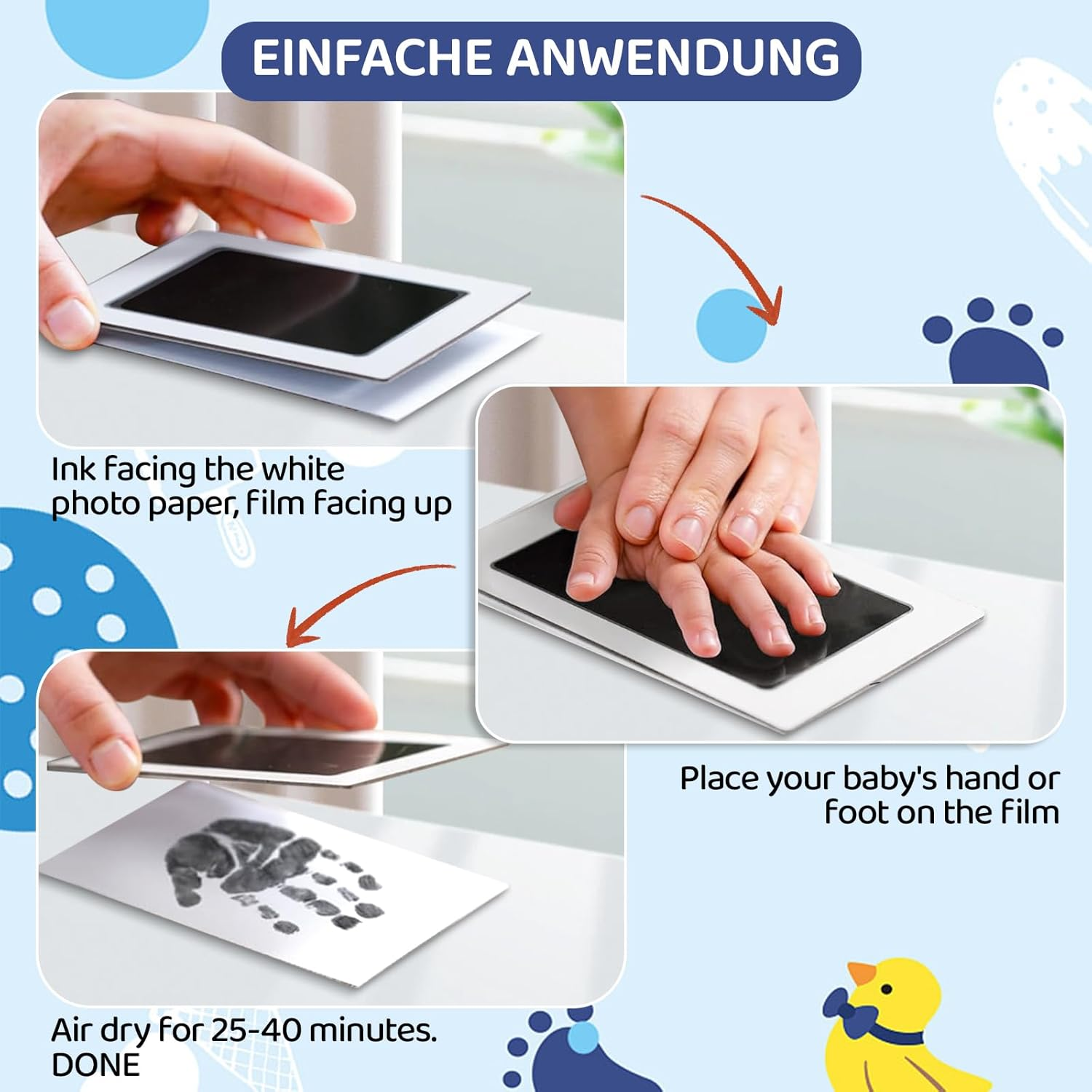 4 Pieces Baby Ink Pad Surprising Baby Happiness Baby Wish List Clinic Bag Birth Mum Set Paws Picture Frame 12 Months Pregnancy Milestones My First Year Baby Dog Cat (4 Black image number 3