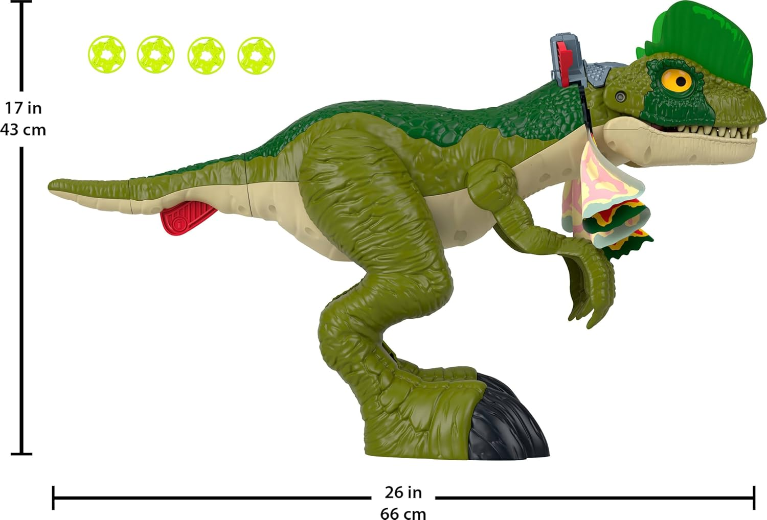 Fisher-Price Imaginext Jurassic World Dinosaur Toy Thrash Attack Dilophosaurus 16+ Inch Figure with Lights & Sounds for Kids Ages 3+ Years image number 5
