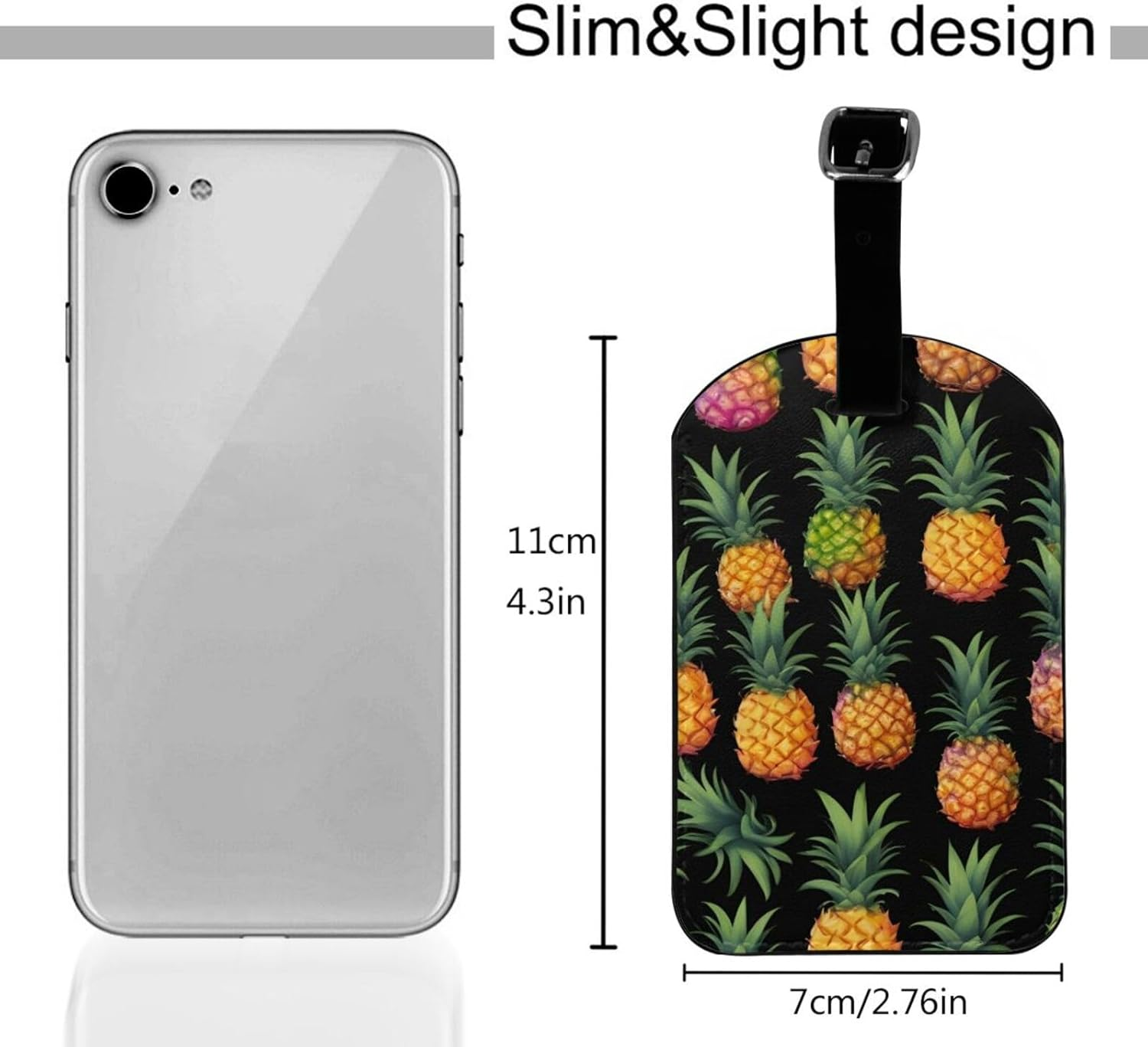Pineapples Print Elegant Tag Stylish Tag Luggage Tag 4.3 X 2.76 Inch for Suitcases Travel Bags