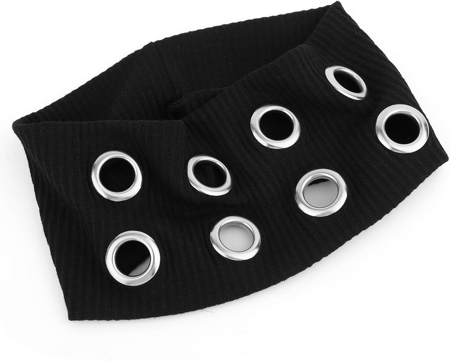 Lasuroa Women Hollow Out Eyelets Elastic Headband, Wide Eyelet Headband Stylish Punk Hairband for Women Hair Accessories for Yoga Workout Running (Black)