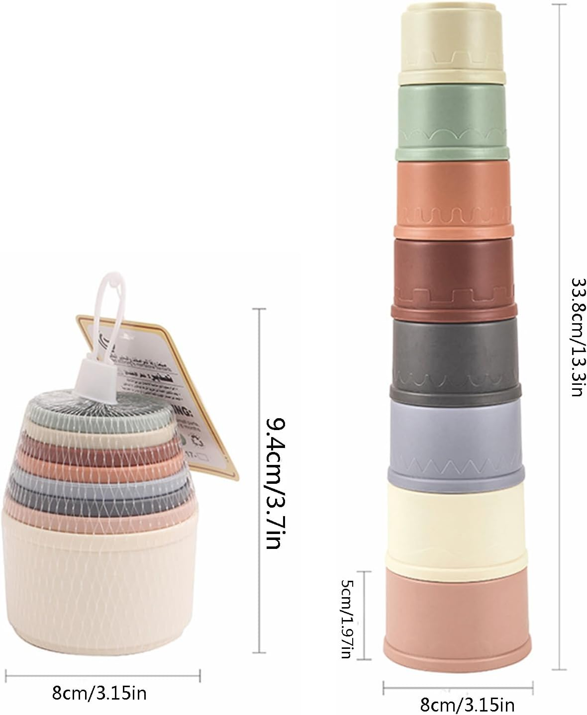 Hysgscwd 8Pcs Stacking Cups for Rabbits, Reusable Multicolored Different Sizes Bunny Gradient Nesting Toy, Stackable Rabbit Foraging Toy for Small Animals Bunnies Guinea Pig Hiding Food and Playing