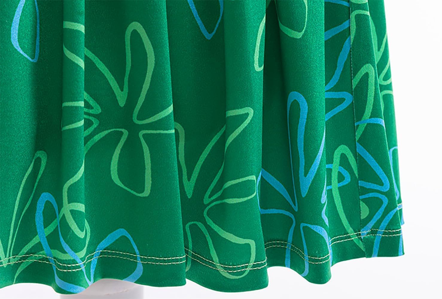 Girls Green Costume Cosplay Dress up Halloween Outfits with Wig image number 6