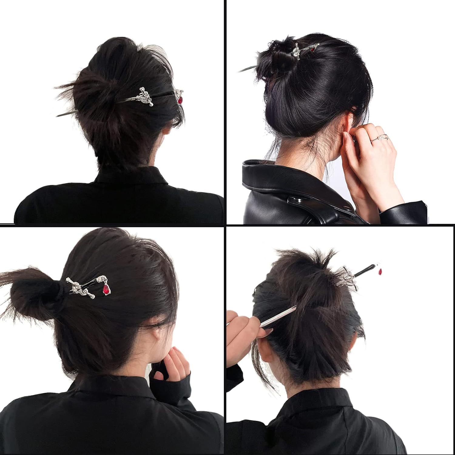 Ancient Style Sword Hair Chopsticks,Chinese Style Hair Pin Sword Hair Sticks for Bun Hair Accessories for Women Girls Long Hair,Gold Black - Gold Black image number 6