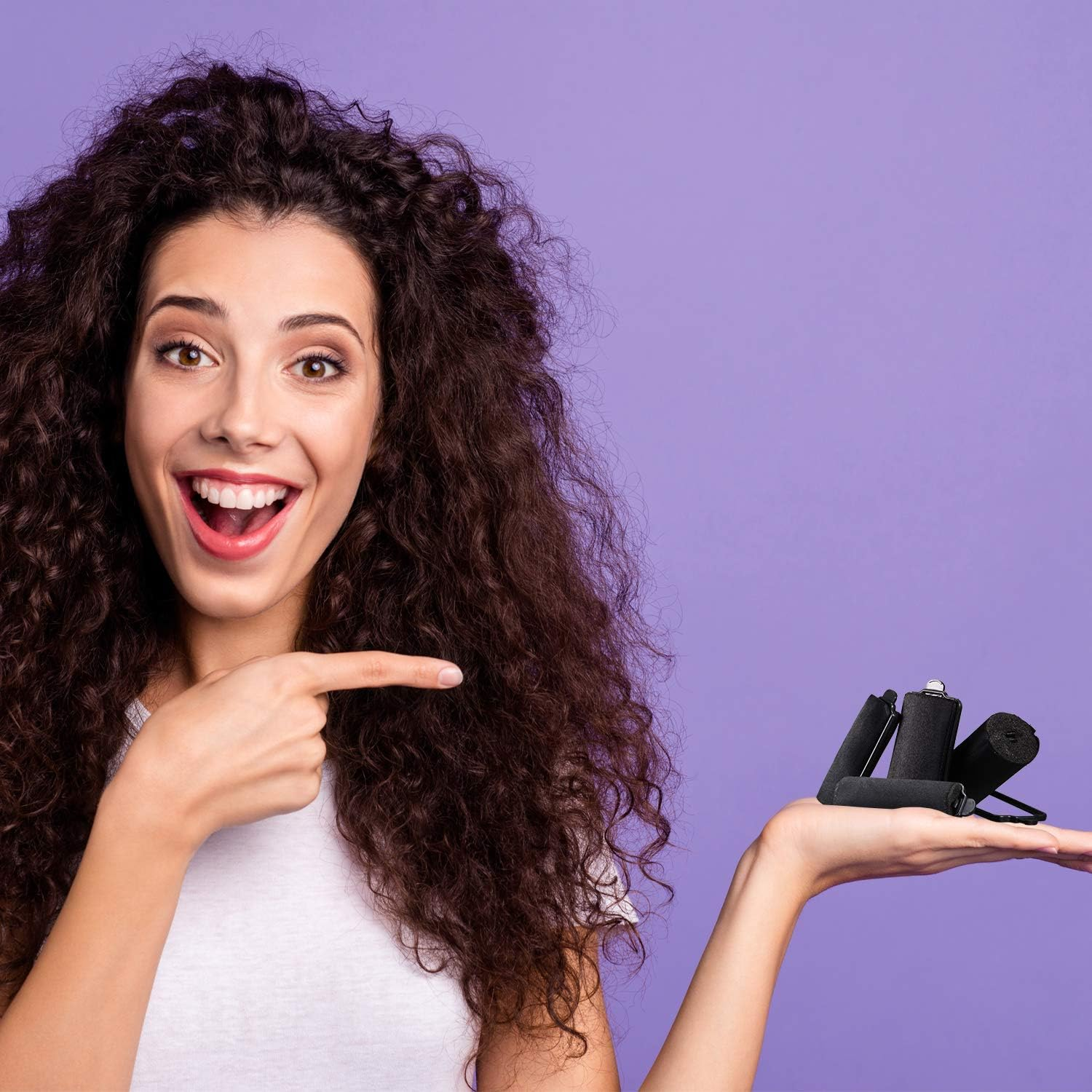 40 Pieces Sponge Hair Rollers Satin Rollers Silk Foam Rollers Women Hair Curlers with Duck Teeth Clips for Hairdressing Styling(Multi-Size,Black) - Black image number 2