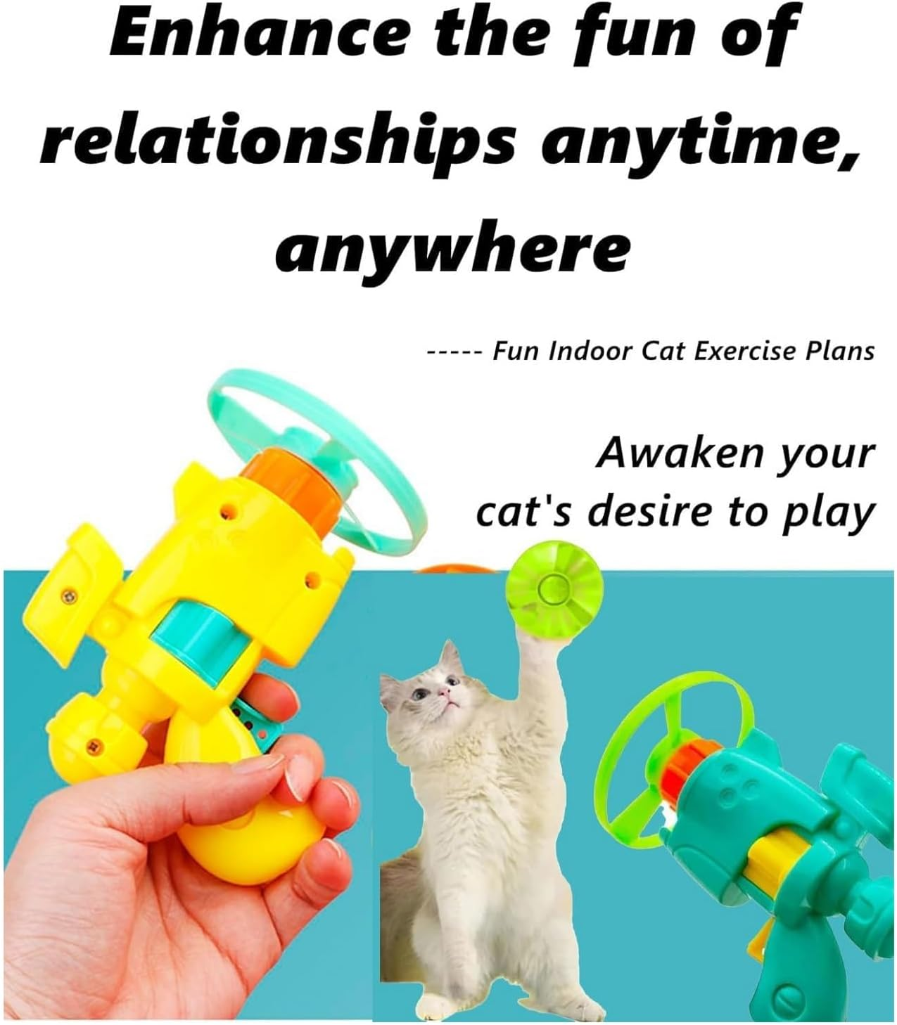 Celerypet Light-Up Flying Disc Cat Launcher Set, 2025 New Colorful Flying Propellers Set, Interactive Flying Disc Launcher Cat Toy with Spinning Tops, for Pet Training, Chasing (G2) image number 2