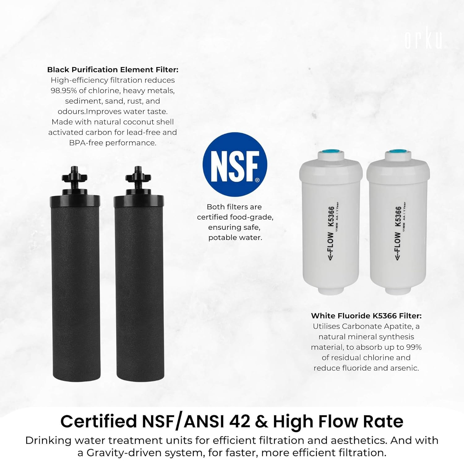 Orku 8.5L Gravity Benchtop Water Filter - Stainless Steel Fluoride Removal image number 4