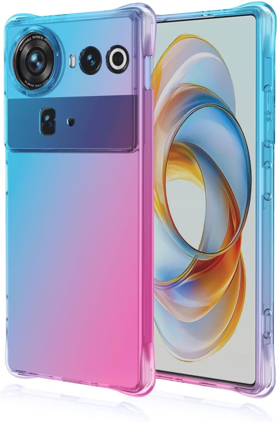 HONLEN Case for Smartphone, Compatible with Redmagic 10 Pro Case, (6.85 Inches) Transparent Gradient Design TPU Silicone Mobile Phone Case, Reinforced with Four Corners Cover Pink Green