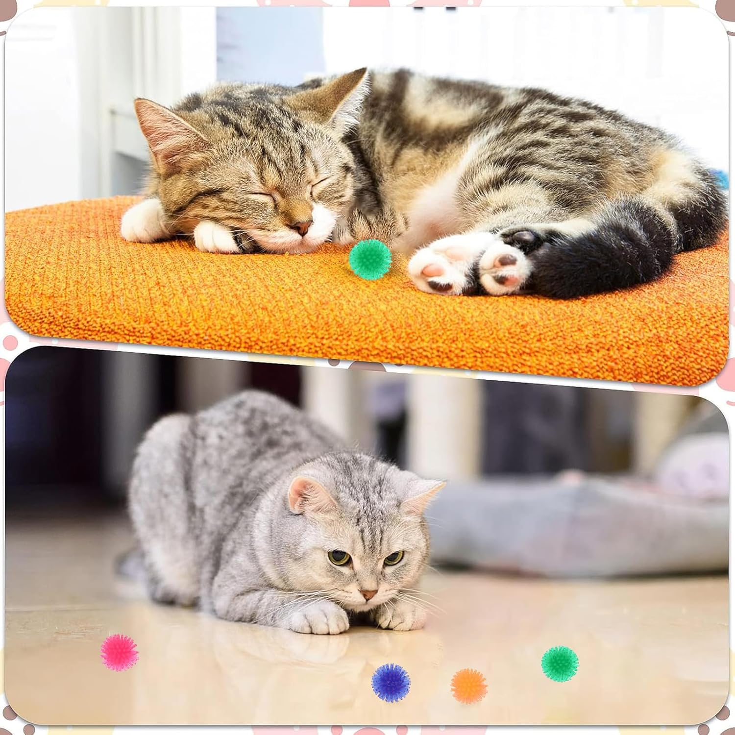 DHWEKU Cat Toy Balls, 8 Pieces 2 Cm Chew Balls, Colourful Cat Balls, Soft Stitch Balls, Interactive Cat Toy, Kitten Hunting Toy for Cats and Kittens Indoor