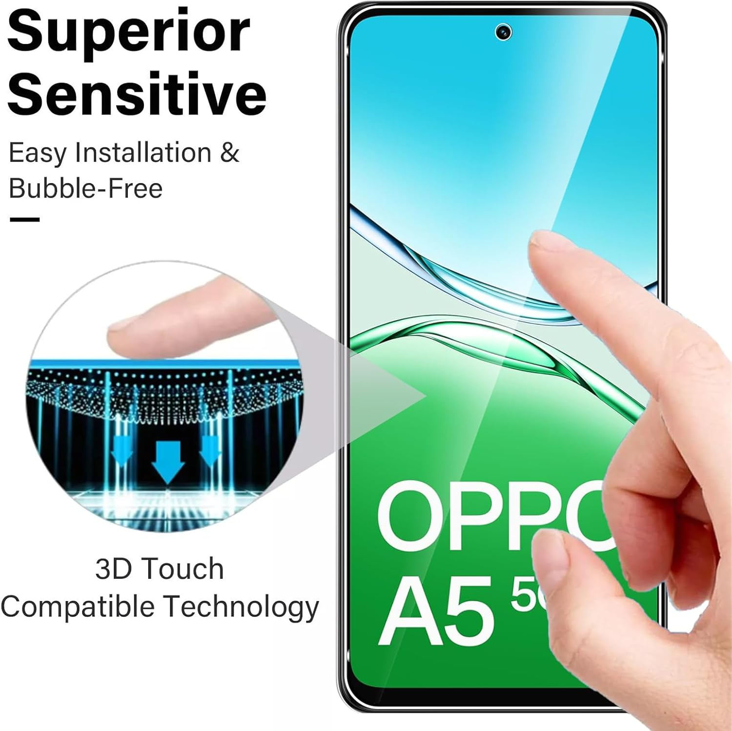 Case for Oppo A5 5G + Screen Protector, ELECTRO-WEIDEWORLD Hybrid Shockproof PC Back + TPU Frame Case with Corner Bumpers[Drop Protection], Ultra-Clear & Scratch Resistant Phone Case image number 2