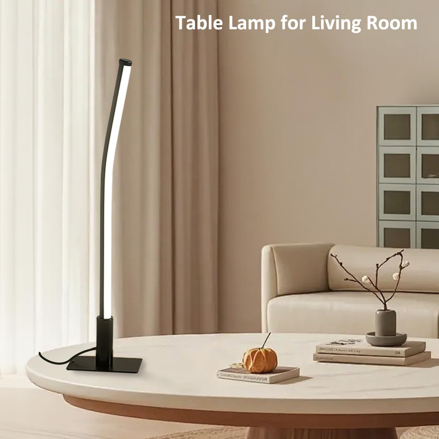 GEPROSMA Set of 2 Black Metal Bedside Lamp, 44Cm Slim LED Table Lamp with Cord, Modern Minimalist Design, 3 Modes, Dimmable,Memory Function,Small Desk Light for Bedroom/Living Room/Home Office image number 1