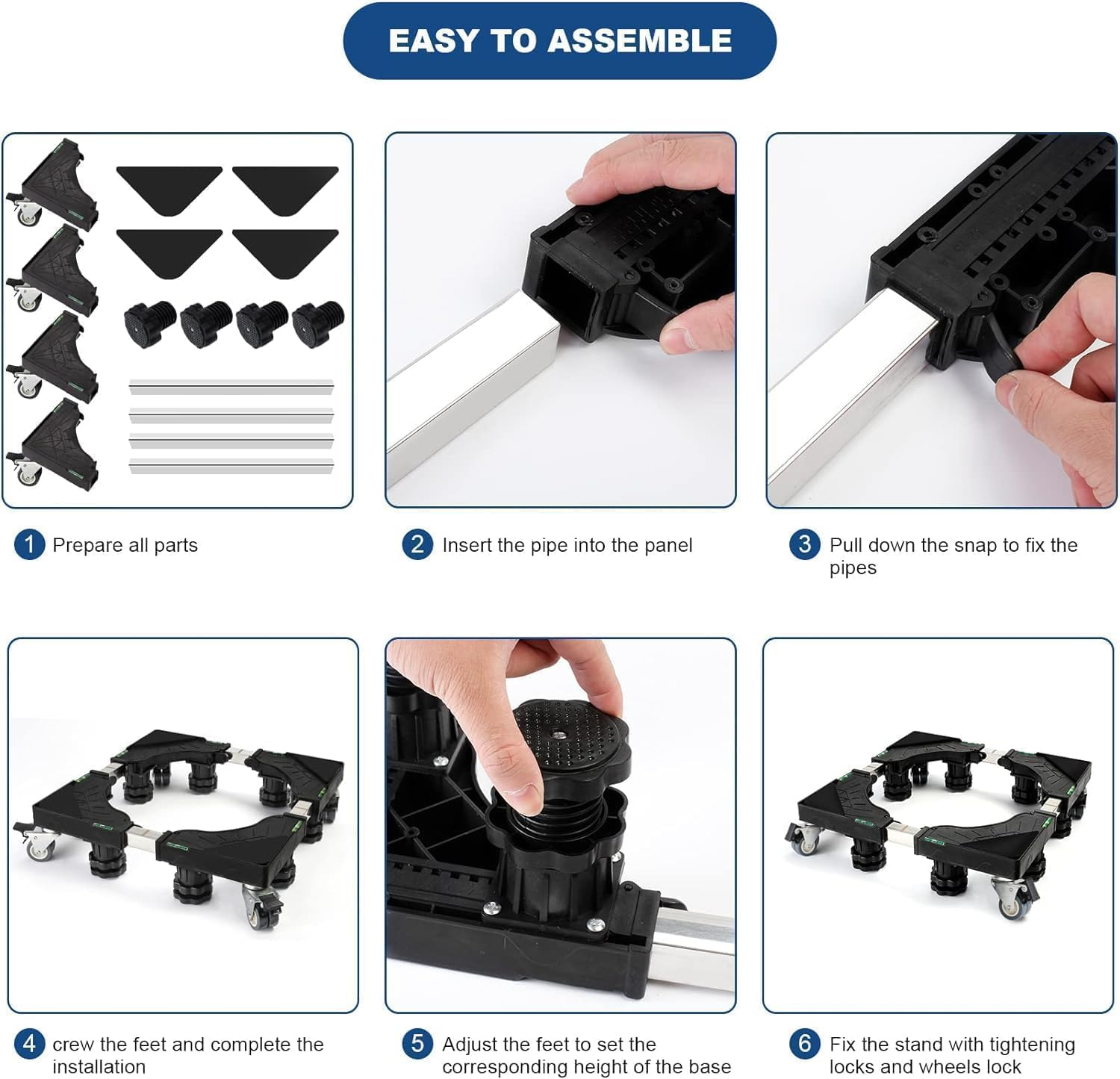 Washing Machine Stand, Base Furniture Mini Fridge Stand, XICEN 8 Strong Feet and 4 Wheels Refrigerator Stand Washer and Dryer Pedestal Mobile Roller Cart, for 16"-24" Appliance image number 5