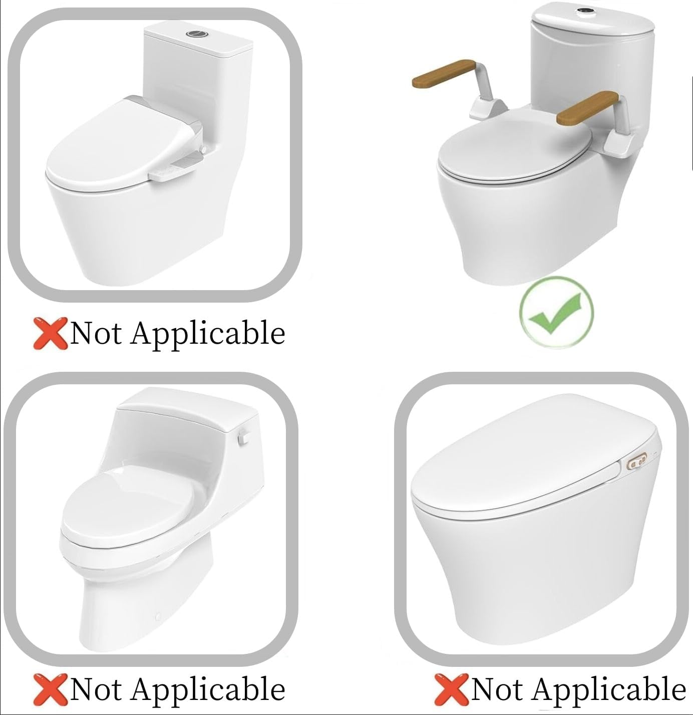 YUET Toilet Safety Rails for Elderly with Flip up Non-Slip Wooden Armrest Handles, 520Lbs Heavy Duty Toilet Safety Support Frame, Toilet Assist Devices for Seniors, Handicap, Disabled, Standing Aid image number 5