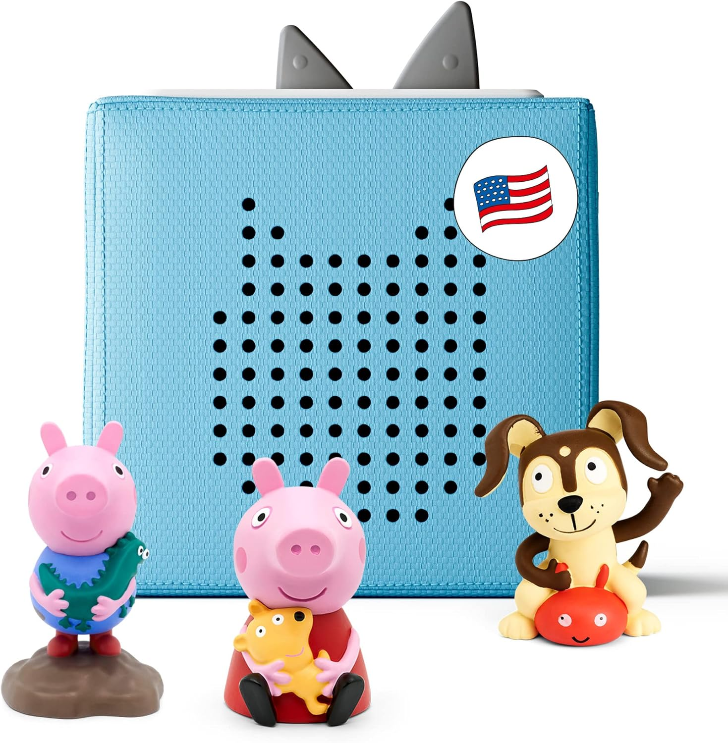 Toniebox Audio Player Starter Set with Peppa Pig, George, and Playtime Puppy - Listen, Learn, and Play with One Huggable Little Box - Light Blue image number 4