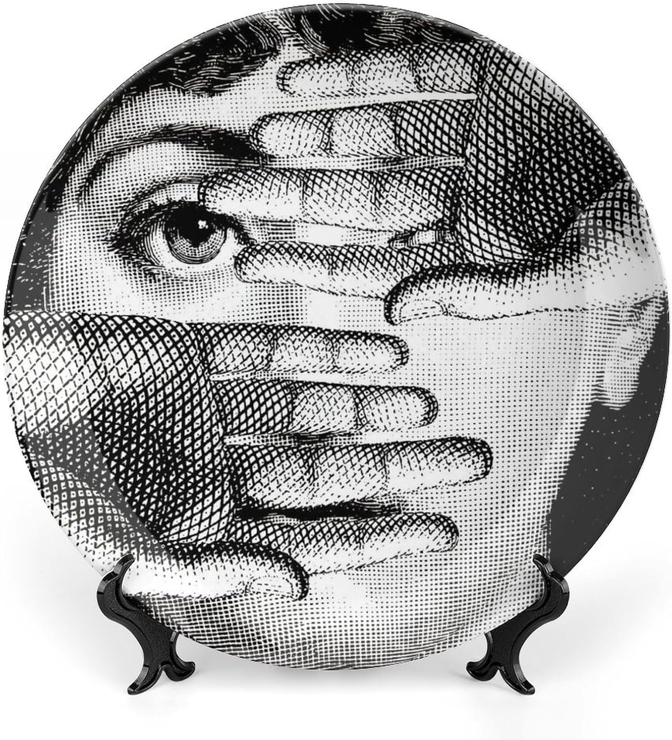 Lina Cavalieri Plate, Wall Decorative Plate, Mysterious Face Plate Wall Hanging Decoration,Including Bracket and Special Spring Hook, 8 Inch, S7