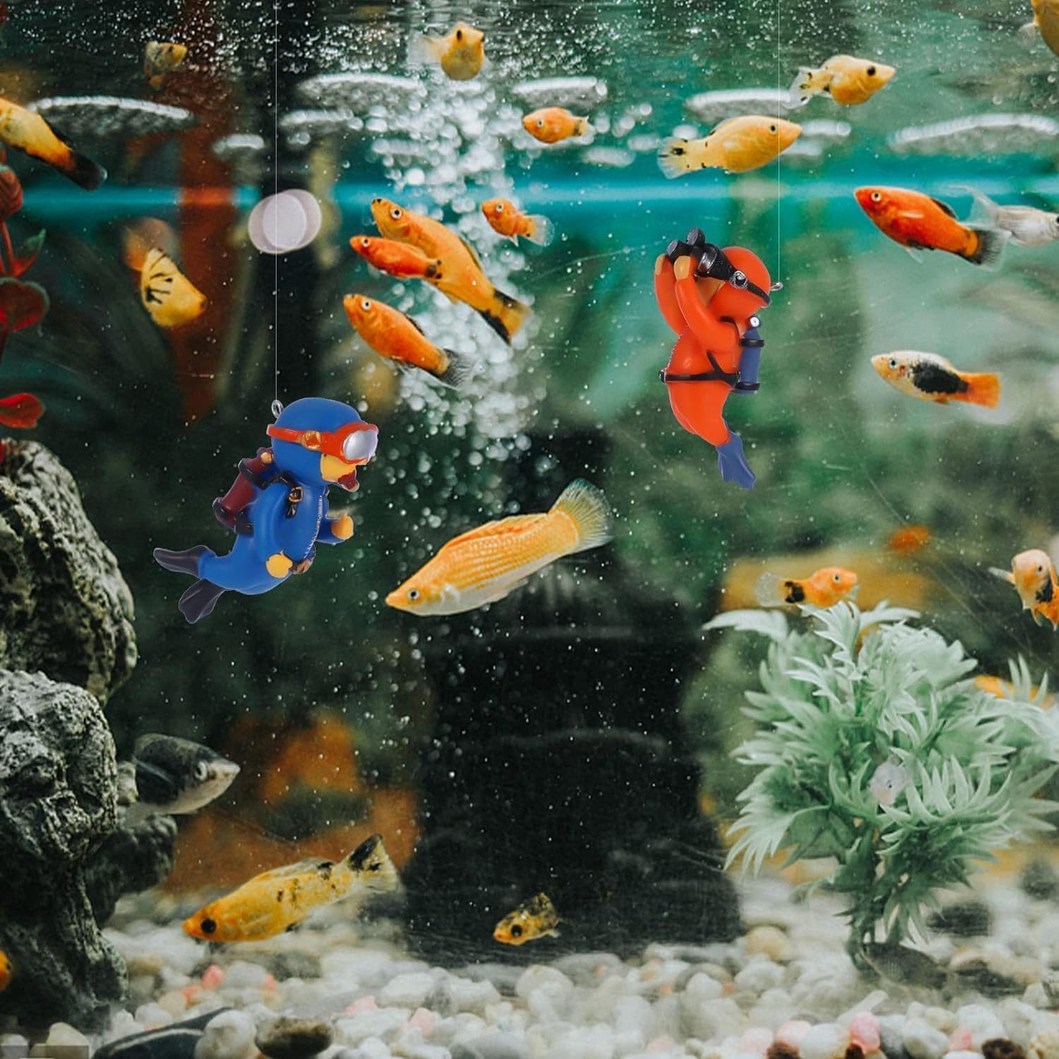 3Pcs Resin Floating Aquarium Decorations,Floating Fish Tank Decoration,Floating Diver for Fish Tank Aquarium with Ball and Line for All Kinds of Aquarium/Fish Tank Beautification Decorations image number 3