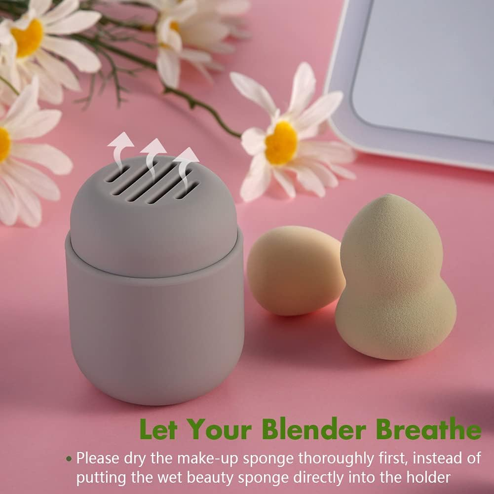 BEZOX Makeup Sponge Holder, Silicone Beauty Sponges Case for Travel, Face Blender Cover Carrying Container(Blender NOT INCLUDED) - Grey image number 5