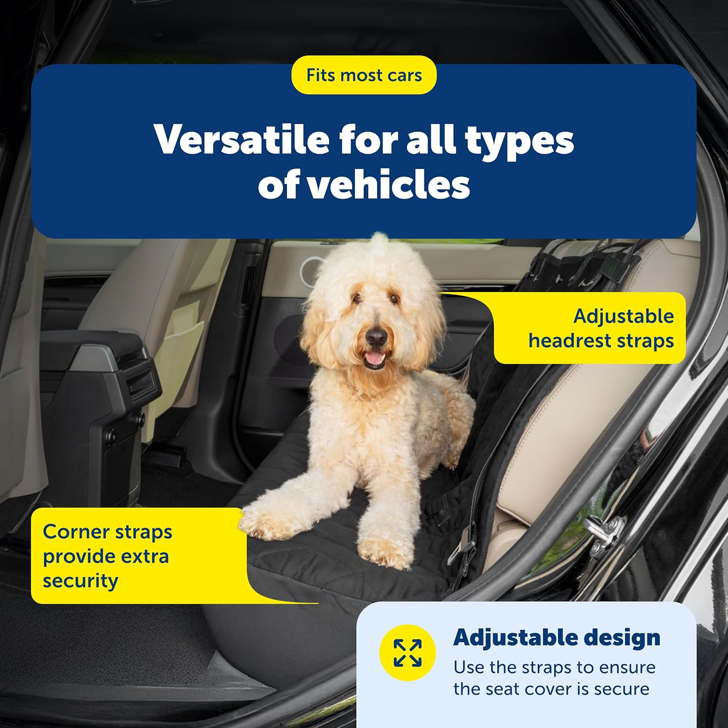 Petsafe Happy Ride Quilted Bench Seat Cover &ndash; Waterproof and Durable &ndash; Machine Washable &ndash; Fits Most Cars, Trucks and Suvs &ndash; Backseat Protection for Pet Paws, Scratches and Dog Hair image number 1