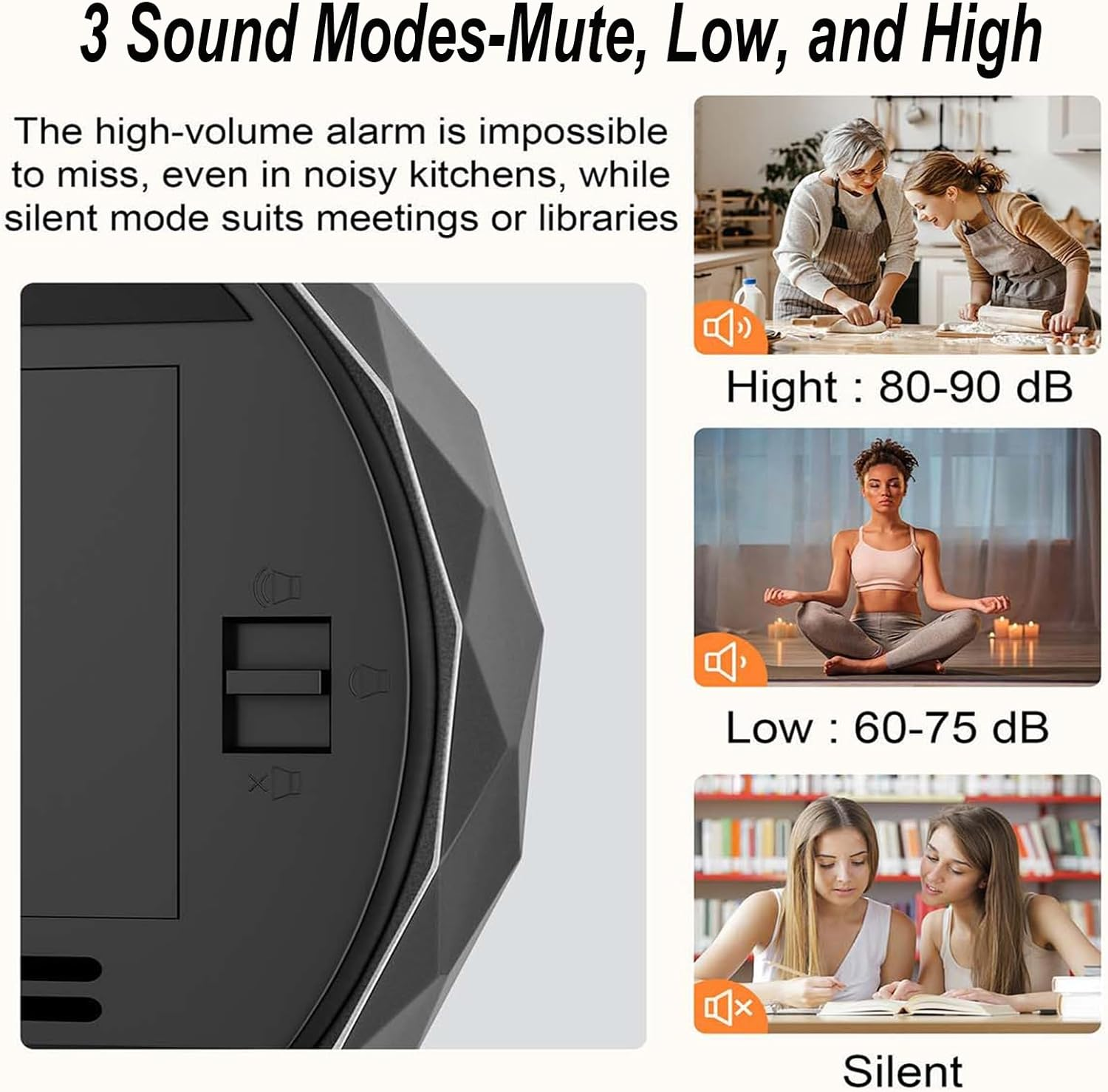 Digital Kitchen Timers, Magnetic Visual Timers Large LED Display 3 Volume Adjustable, Countdown Countup Timer for Classroom Cooking Baking Studying Teaching Gym Office Easy for Seniors and Kids to Use image number 2