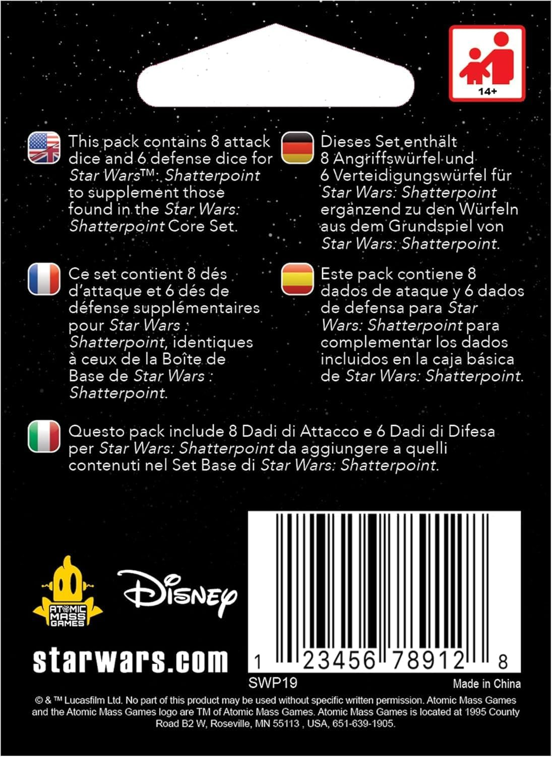 Asmodee North America Atomic Mass Games Star Wars Shatterpoint Dice Pack