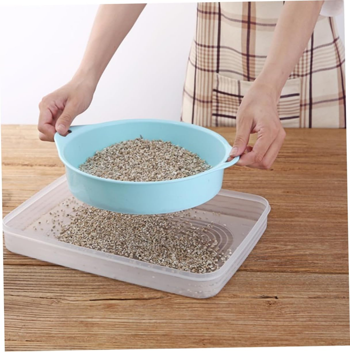 4Pcs Plastic Garden Sieve Riddle Tool Lightweight Soil Sieve with Handle for Gardens Filtering and Gravel Durable Gardening Accessories Blue image number 6