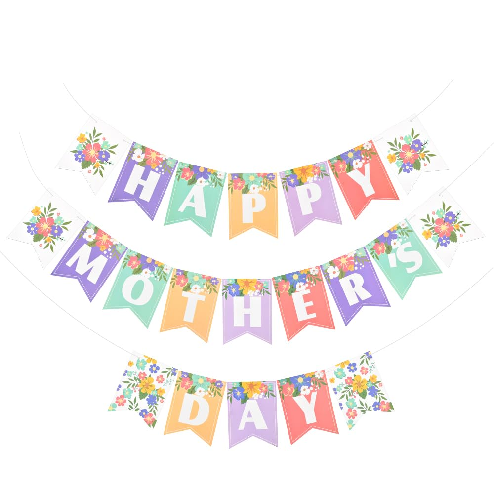 Happy Mothers Day Sign Banner Decorations for Mother Day Party Supplies Backdrop Indoor Outdoor Decor Props Happy Mother Day Floral Sign Streamer Love Show Decoration Mothers Day Gifts Ideas image number 5