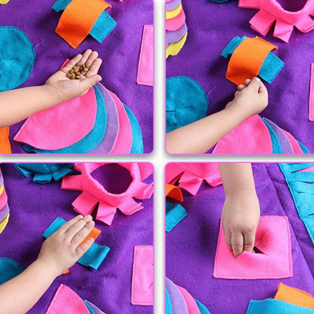 Tootoo Dog Snuffle Mat for Nose Work Training &ndash; 90X90Cm Pet Foraging Feeding Mat Toy | Interactive Puzzle Blanket for Dogs | Anti-Slip Slow Feeding Pad for Stress Relief & Mental Stimulation image number 4