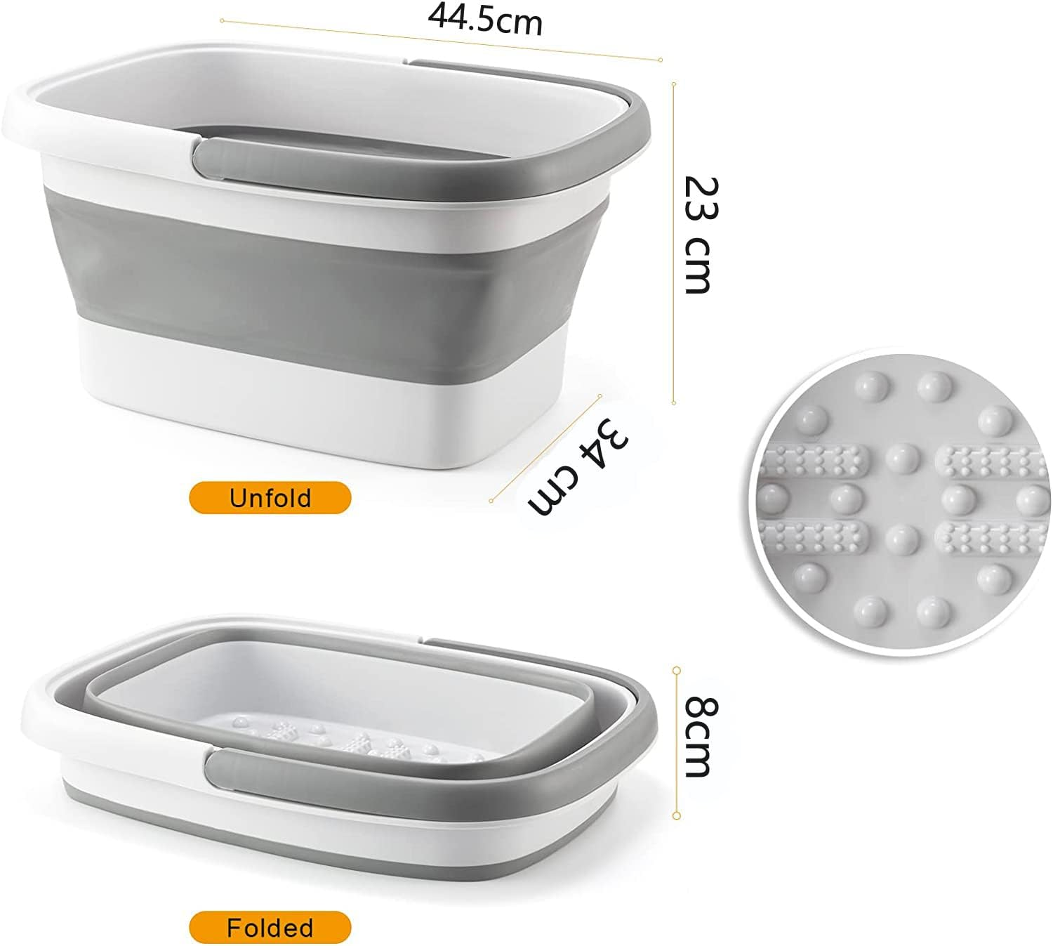 ALINK Collapsible Foot Bath Basin for Soaking Feet, Foot Soak Tub with Handle Foot Spa Bath 15L/4 Gallons Massager Foot Soaking Bath Basin Feet for Dry Cracked Feet, Pedicure Foot Soak, Home Spa Treatment, Collapsible Bucket for Cleaning Mop (Gray) image number 6