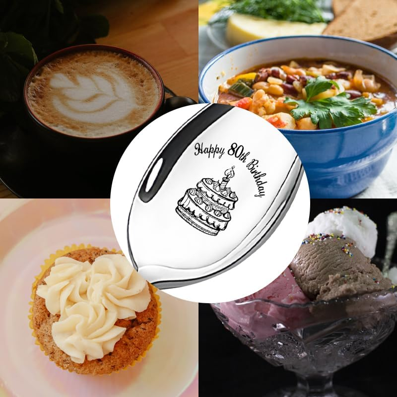 Happy 80Th Birthday Gifts for Nana Papa 80 Year Old Birthday Gifts for Father Mother 1944 Birthday Gifts for Sister Brother 80Th Bday Spoon for Women Men 80 Yr Old Birthday Present for Grandma Grandpa image number 2