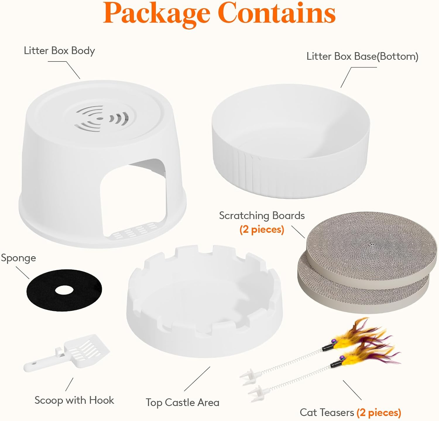 Lifewit Castle Cat Plant Litter Box with Scratching Board & Scoop, Hidden Covered Kitty Litter Box Enclosure with Odor Control & Carbon Filter in Living Room, Bedroom, Corner, White image number 1