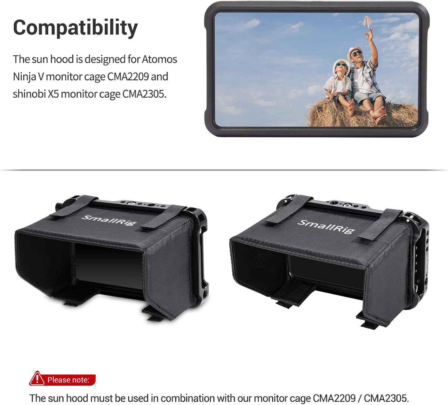 SMALLRIG Sun Hood for Atomos Ninja V Monitor, Sunshade for Ninja V Recorders- 2269