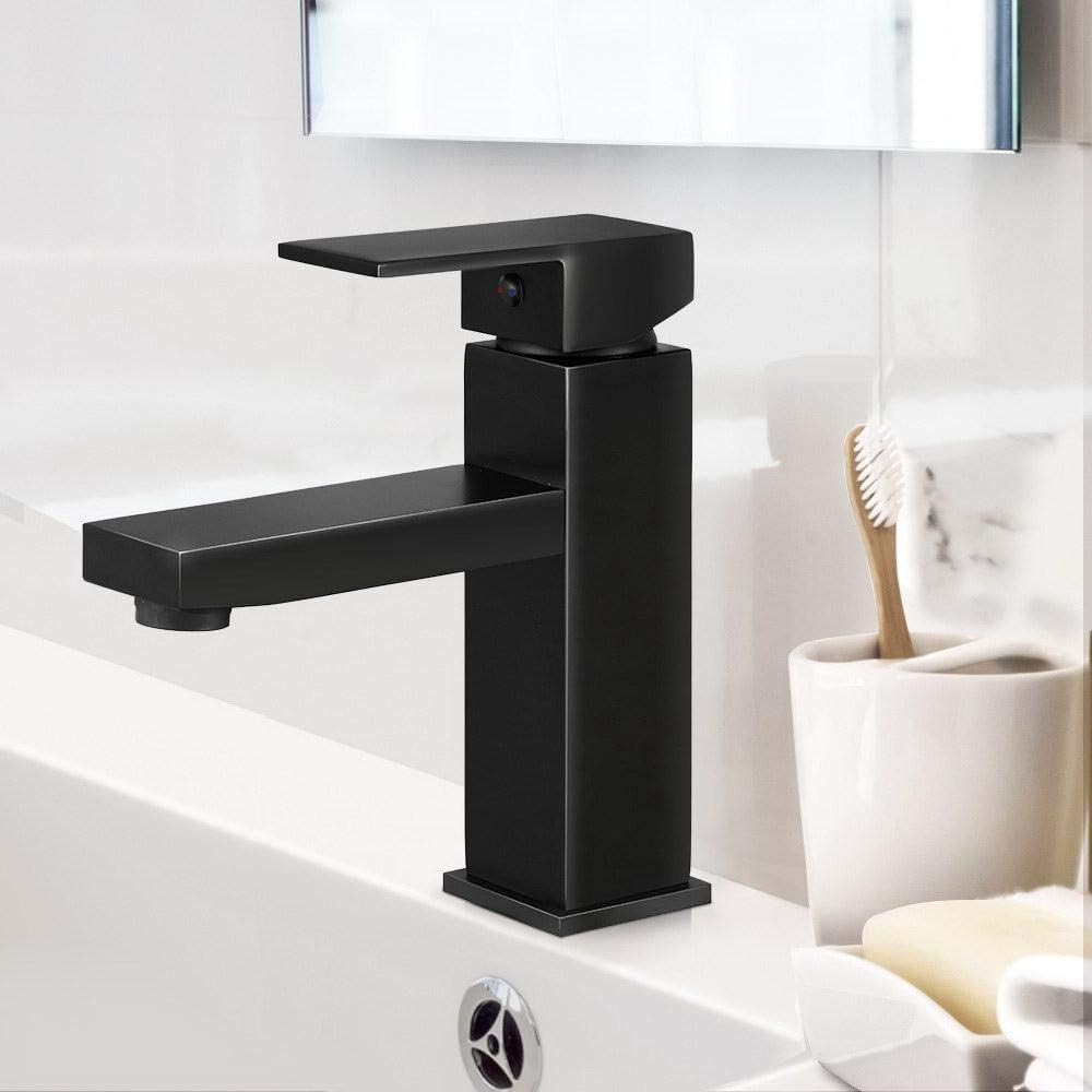 Cefito Basin Mixer Tap, 6L/Min Bathroom Taps Filter Swivel Brass Faucet Kitchen Sink Water Faucets Spray Head Bath Fixtures Home Laundry Vanity Improvement, Hot and Cold Switch Black image number 3