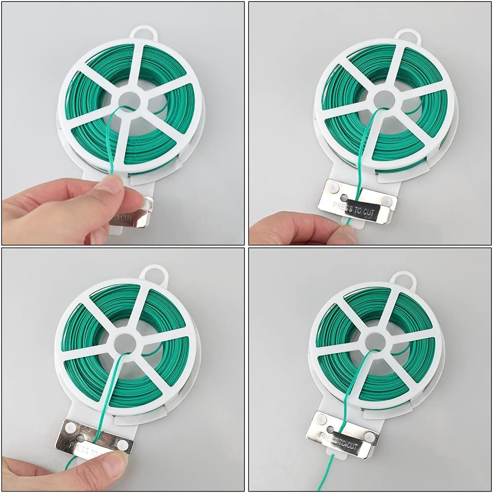 200M Twist Tie Sturdy Plastic Green Garden Plant Twist Tie Multi-Use for Secure Vines/Plants, 4 Pack Total 200M Green Garden Ties with Cutter for Gardening and Office Organization image number 2