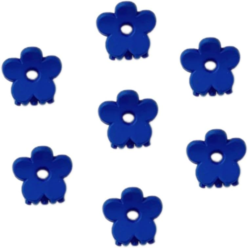 Pack of 7 Mini Flower Hair Clips, 2 Cm, Small Hair Clips for Women, Mini Hair Claw Clips, Strong Hold, Hair Accessories, Claw Clips, Hair Styling Accessories, Everyday Party, Holiday, Royal Blue image number 3