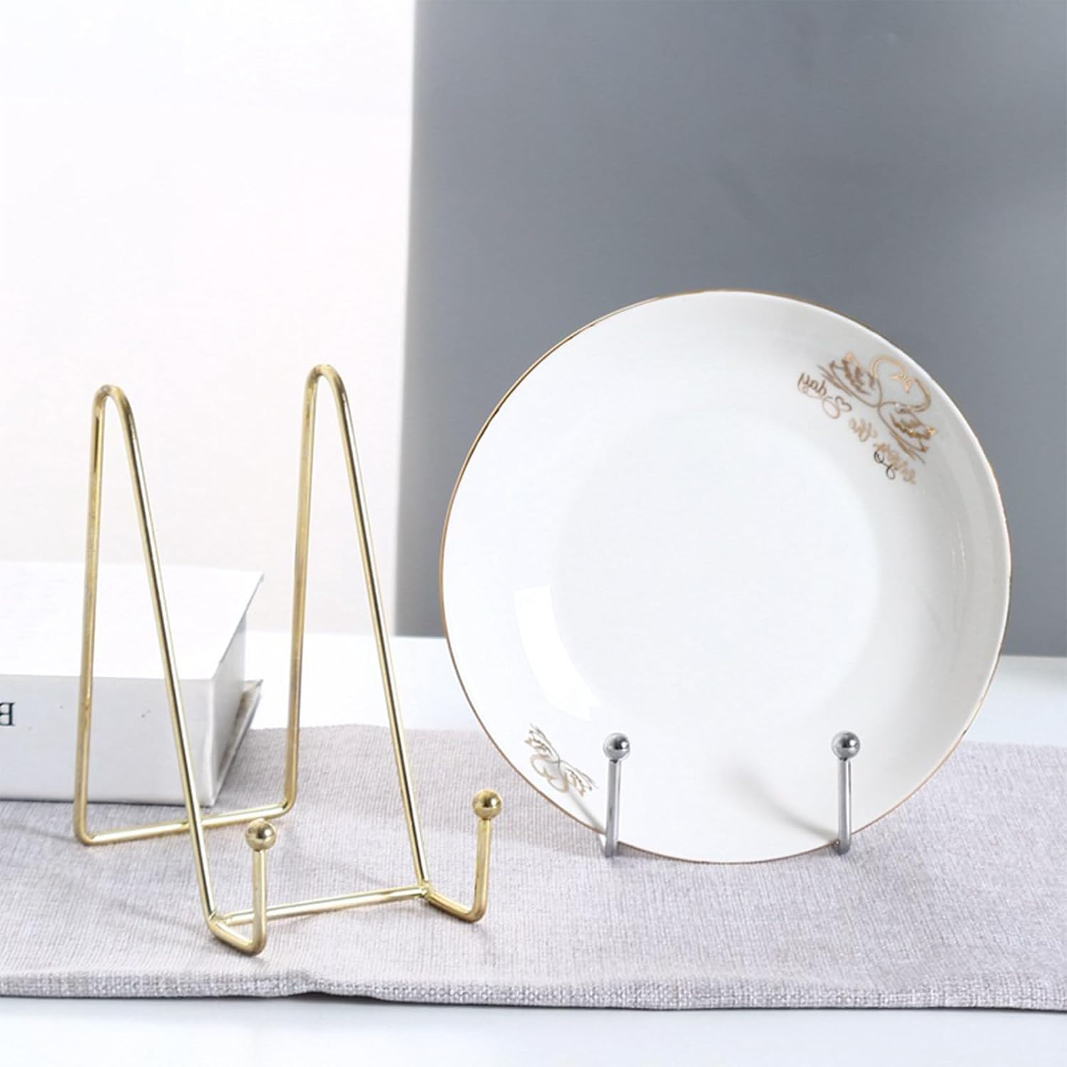 4 Pcs Display Stand,Metal Frame Stand for Picture, Book, Photo Easel, Creation, Book Display Stand Tabletop Art Decorative Trays image number 2