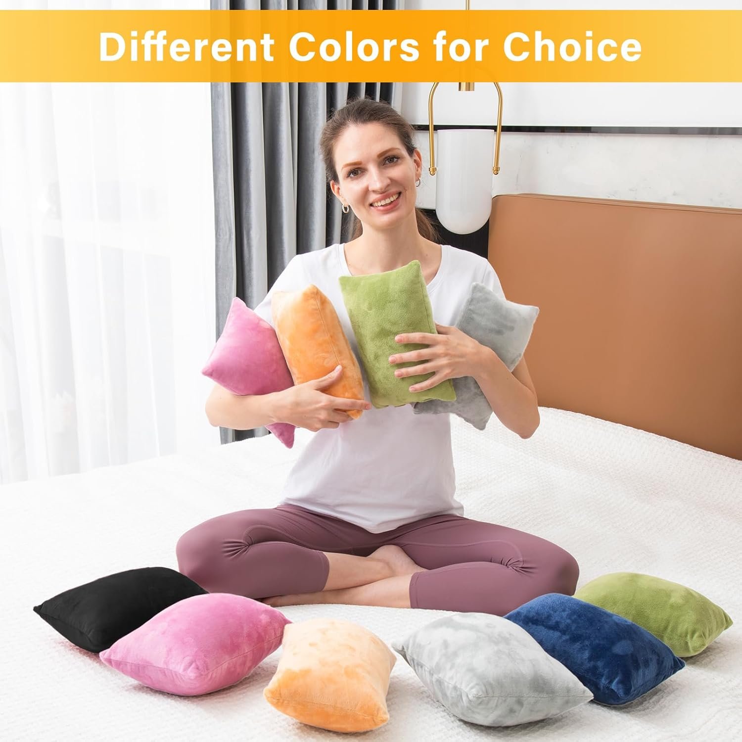 1 MIDDLE ONE 2 Pack Small Pillow, Memory Foam Mini Pillow 11 X 7 Inches for Travel, Sleeping, Nap and Neck, Knee, Lumbar Support, Tiny Pillow Cushion for Pet, Dogs (Black) - Camel image number 4