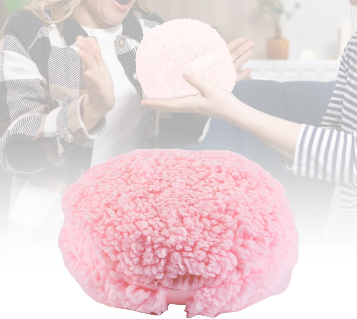 Enwye Large Plush Powder Puff 150-75Mm Pink Lambswool Cotton Dry Powder Tool image number 4