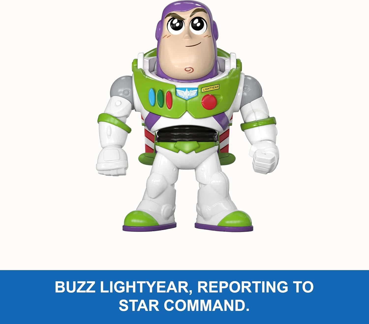 Mattel Disney Pixar Click Figs Buzz Lightyear, Toy Story 3.5-Inch Movie Toy with Pop up Action Move, Wings Out & Arm up Motion, Clicker Sound image number 2