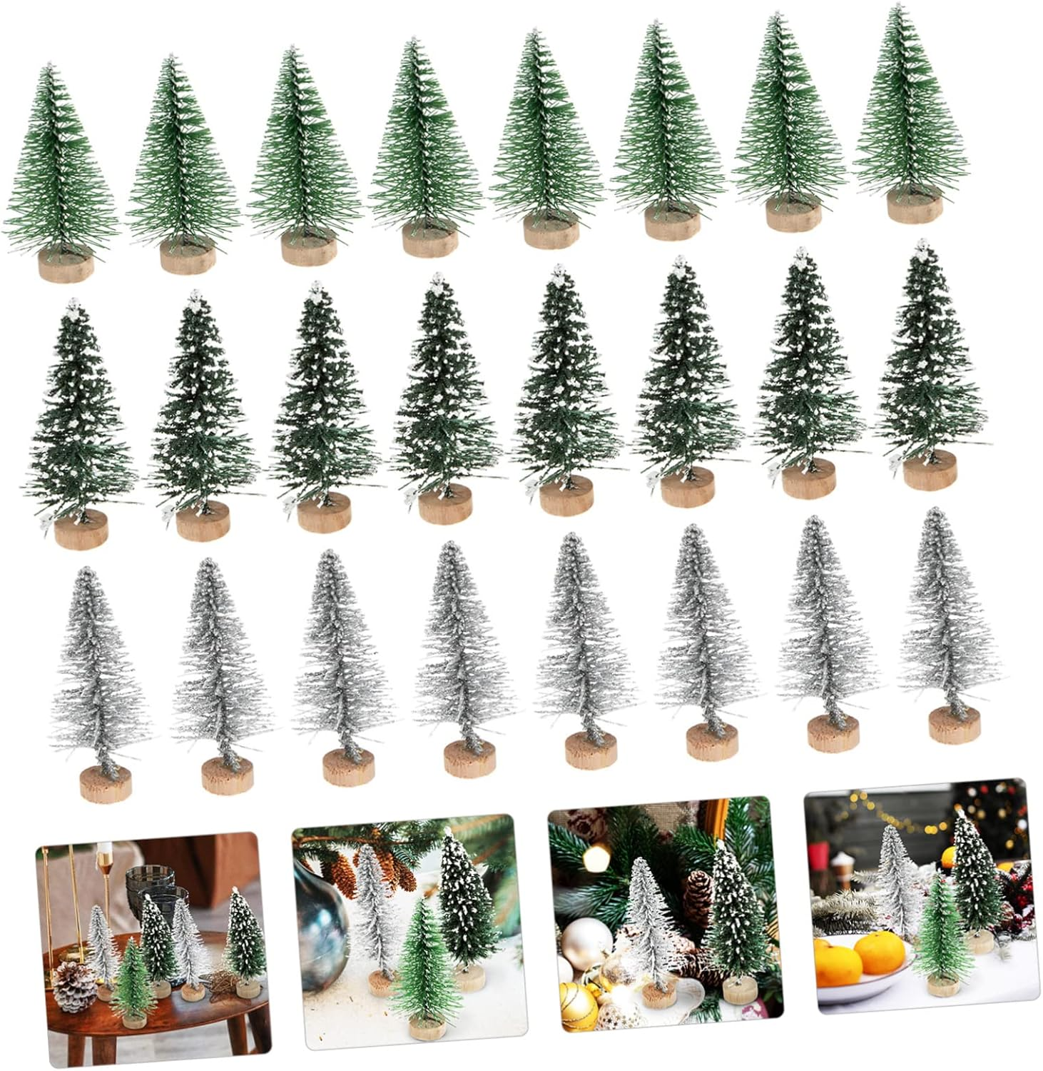 SHOWERORO Miniature Pine Trees 24Pcs Christmas Trees Festive Decor Desktop Decor image number 3