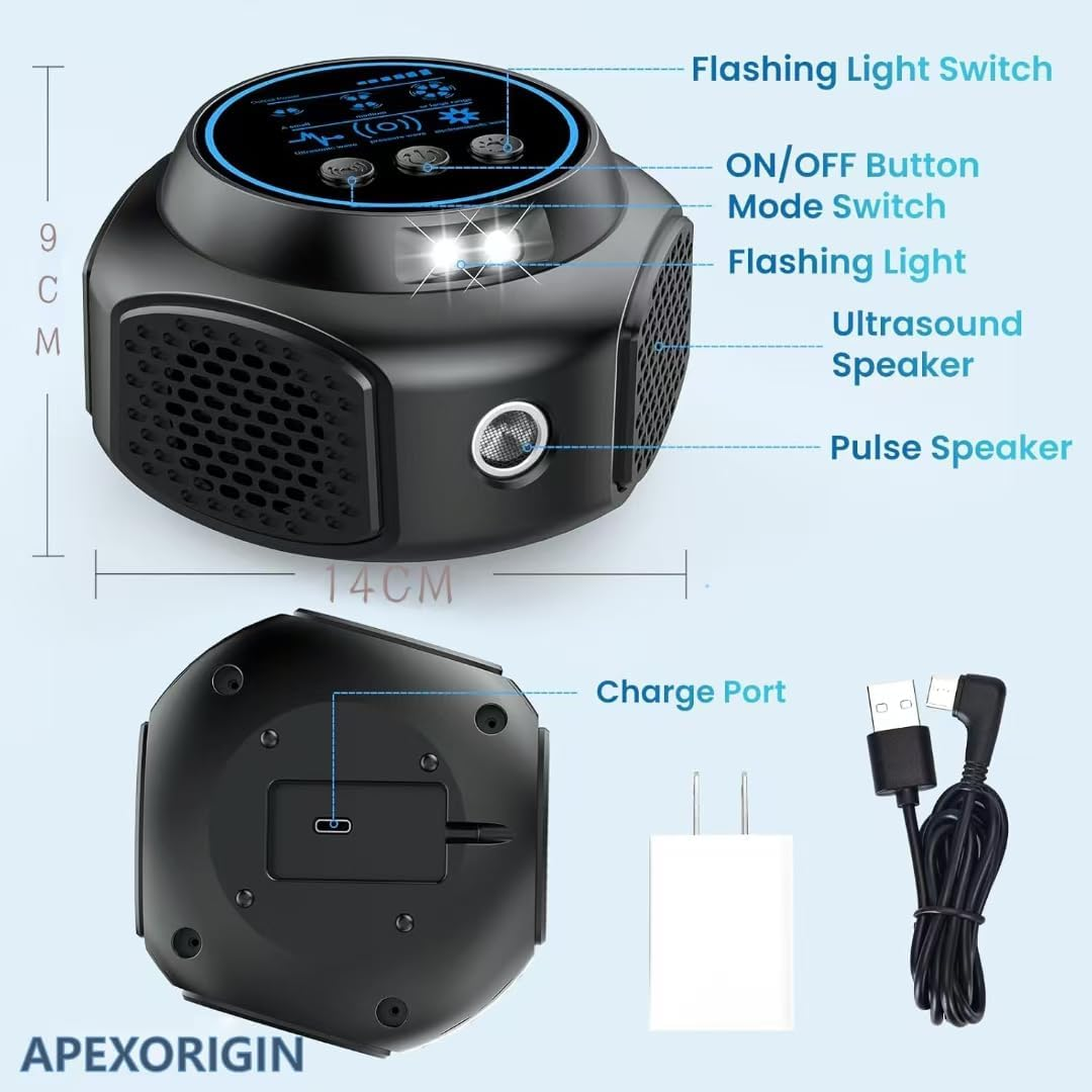 APEXORIGIN Ultrasonic Pest Repeller Plug In,Rodent Repellent Ultrasonic Plug in for Mouse, Mice, Rat, Squirrel, Roach, Ant, Mosquito, Spider, Bug, Rodent Control for Home, Attic,Garage, Kitchen(Black) image number 3