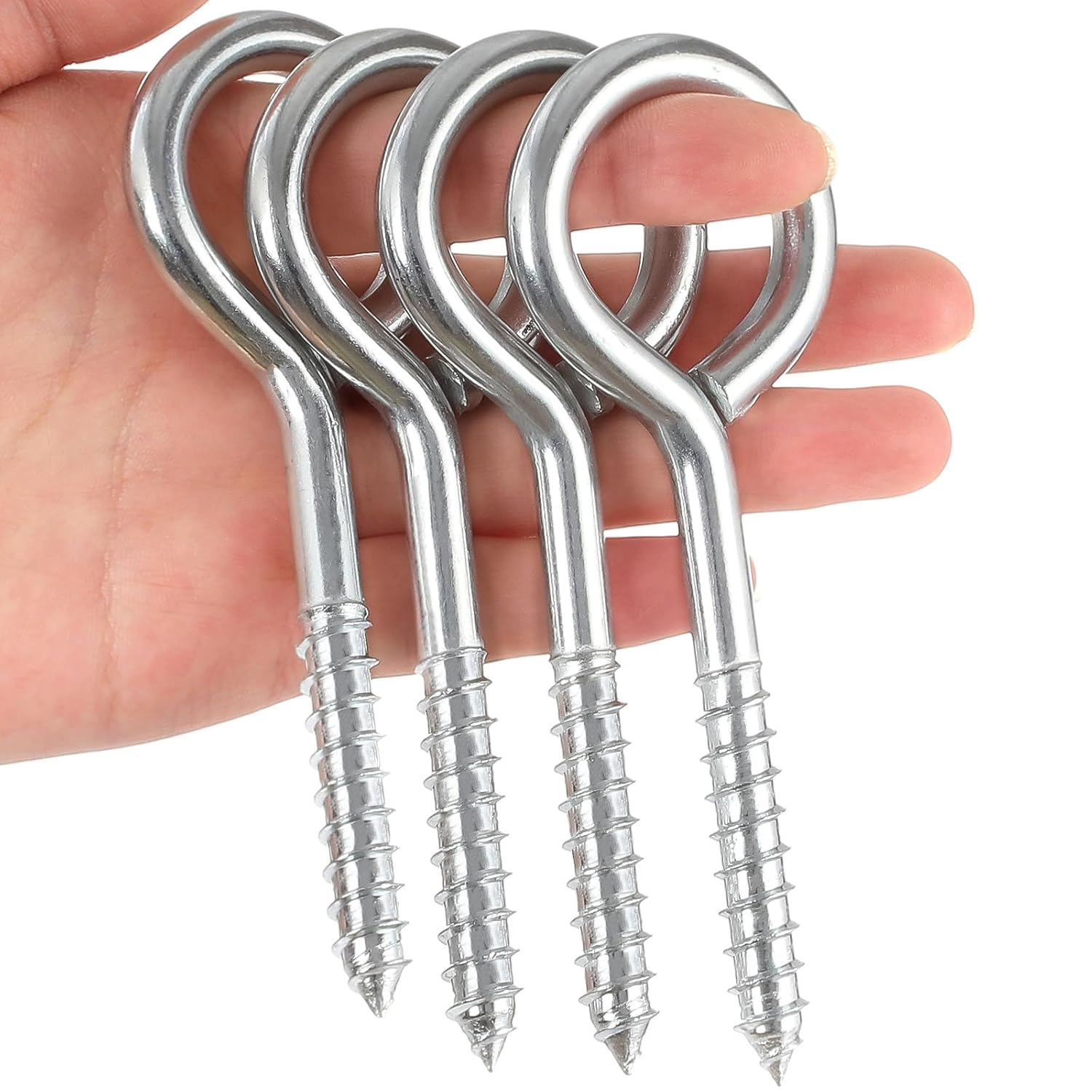 4 Pcs Screw Eyes, Eye Shape Screws Metal Hook，Premium Heavy Hanging Kit,Tie-Downs, Lifting and Securing Cables Wires, Hardware Accessories for Building Decoration, Indoor & Outdoor image number 3